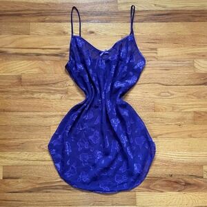 Vintage 90s Purple Sheer Jacquard Floral Slip Whimsygoth Coquette Lingerie Rose
